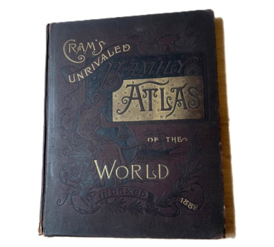 1889 Cram's Unrivaled Family Atlas of The World Colored Maps Indexed US Cities-image