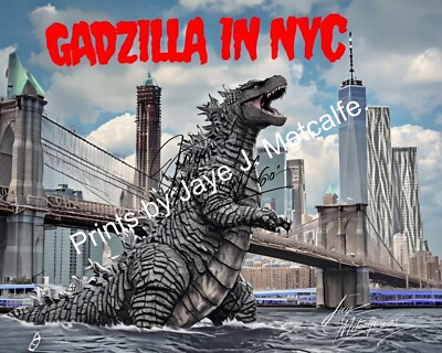 Godzilla Art signed by the artist ready-to-frame, high quality photo print.-image