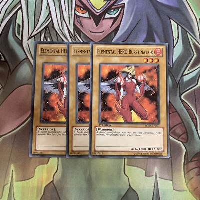 LCGX-EN003 x3 Elemental HERO Burstinatrix Common Excellent Condition Yugioh -image