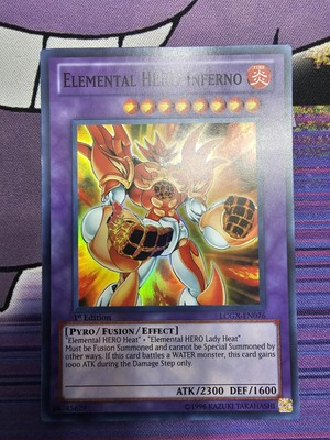 YUGIOH TCG ELEMENTAL HERO INFERNO LCGX-EN076 SUPER 1ST EDITION NM-image