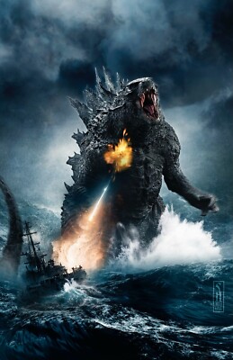 Godzilla original art print 11x17 signed by artist Scott Harben-image