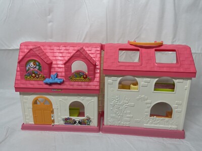 Fisher Price Little People Lights And Sound Play Family House Pink Roof Works-image