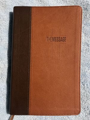 The Message Bible Peterson Two-Tone Tan & Brown Leather-Look 2018 NavPress Vg-image