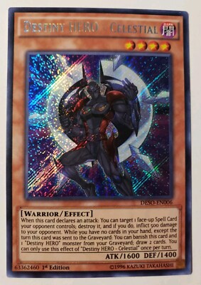 Yugioh Destiny HERO - Celestial DESO-EN006 Secret Rare 1st Ed Light Play -image
