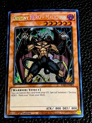Destiny HERO - Malicious RA03-EN001 Yugioh 1st Edition Secret Rare-image
