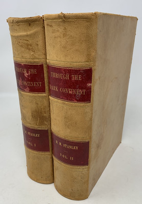 1879 Henry M Stanley Leather Bound THROUGH THE DARK CONTINENT Vol I & II One Map-image