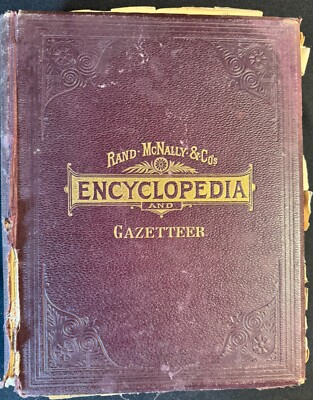 Rand-McNally Encyclopedia & Gazetteer 1892 Leather 80 color maps, 2000 engraving-image