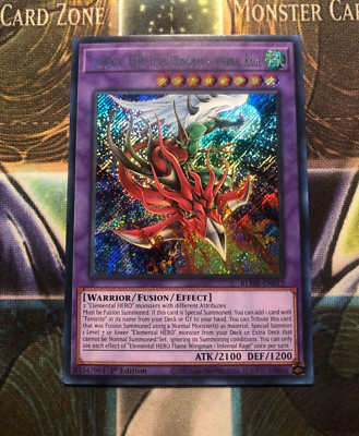 * ELEMENTAL HERO FLAME WINGMAN - INFERNAL RAGE * SECRET RARE BLMR-EN012 YUGIOH-image