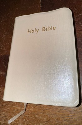 Holy Bible Nelson 245WM King James Version Compact Reference White Leather VTG-image