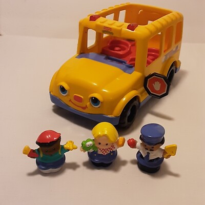 2001 Fisher Price-Little People School Bus 3 People Lights & Sound WORK Vintage-image
