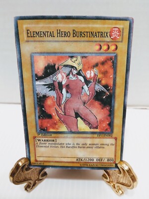 VINTAGE 1996 Yu-Gi-Oh! Card ELEMENTAL HERO BURSTINATRIX 1st Edition DP1-EN002-image