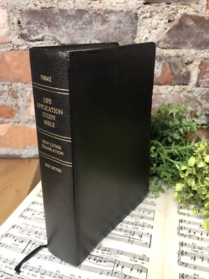 NLT Life Application Study Bible Black Leather Maps Index Charts Concordance-image