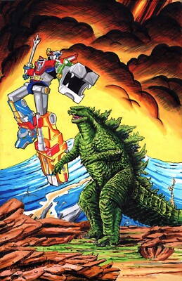 Godzilla vs. Voltron  Print SIGNED by MATTHEW PARMENTER-image