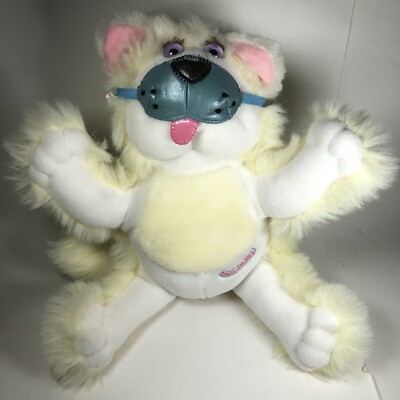 Fisher Price Vintage Plush Purr Tenders Cat Cream Purple Eyes 15” 1987 No Sound -image