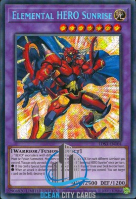 Yugioh Elemental Hero Sunrise LDS3-EN104 Secret Rare Limited Edition-image