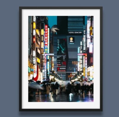 Tokyo Print | Shinjuku Godzilla Head Tokyo Original Art Print-image
