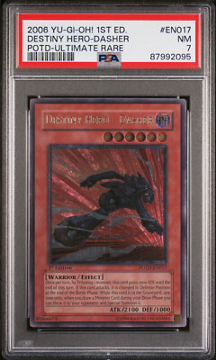 2006 YUGIOH 1ST ED POTD-EN017 DESTINY HERO-DASHER ULTIMATE PSA 7 NM #87992095-image