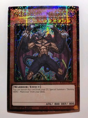 Near Mint Yugioh Destiny HERO - Malicious RA03-EN001 Quarter Century Secret Rare-image