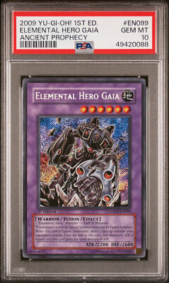 YuGiOh PSA 10 GEM MINT Elemental Hero Gaia ANPR-EN099 Secret Rare 1st Ed LOW POP-image