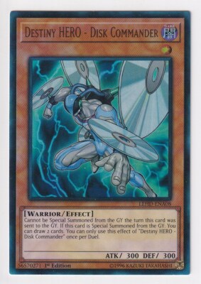 YUGIOH! DESTINY HERO - DISK COMMANDER - ULTRA RARE 1ST EDITION - LEHD-ENA08 LP+-image