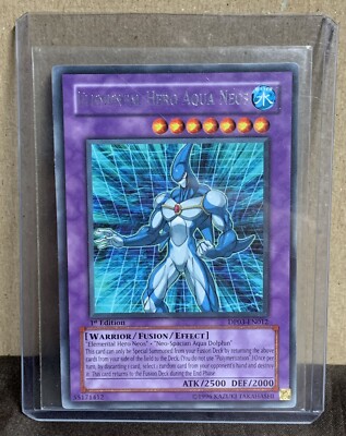 Yu-Gi-Oh! TCG Elemental Hero Aqua Neos DP03-EN012 1st Edition Konami 1996 RARE-image