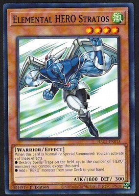 Yugioh Elemental HERO Stratos HAC1-EN015 Common 1st - NM-image