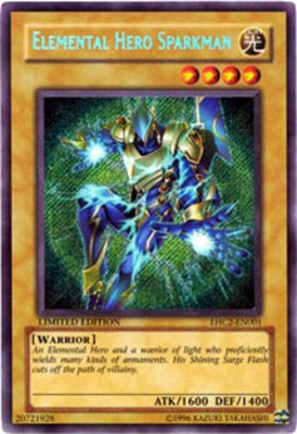 Yugioh! Elemental Hero Sparkman - EHC2-EN001 - Secret Rare - Limited Edition Nea-image