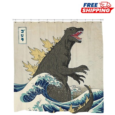 Durable 100% Polyester Godzilla Shower Curtain - Stylish All-Season Essentials-image
