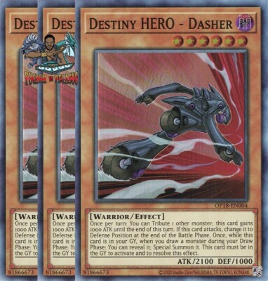 Yugioh! 3x Destiny HERO - Dasher OP18-EN004 Super Rare NM-image