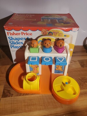 Vintage 1984 Fisher Price Shapes & Sound Playground 3 Bears Shape Sorter Box-image