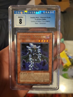 YuGiOh Destiny Hero Diamond Dude Ultimate rare 1st edition EOJ CGC grade 8-image
