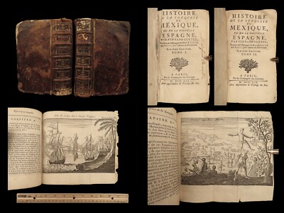 1759 Spanish Conquest of Mexico Solis Aztec Hernan Cortes Montezuma Cortez MAPS-image