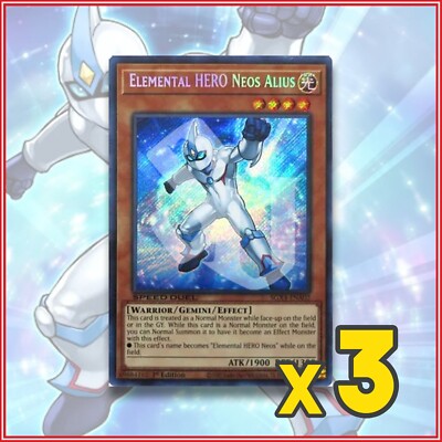 YuGiOh ELEMENTAL HERO NAOS ALIUS x3 | SGX4-ENA02 1st Edition SECRET RARE-image
