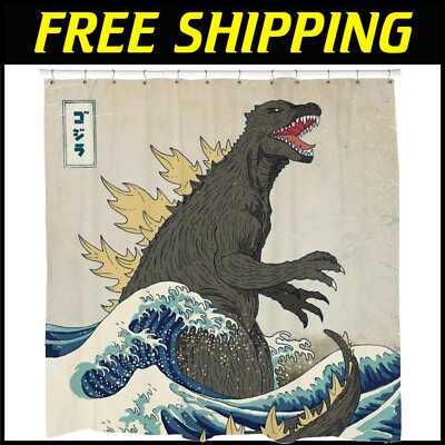 Durable 100% Polyester Godzilla Shower Curtain - Machine Washable and Grommeted-image