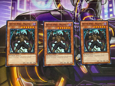 3x DESTINY HERO MALICIOUS - NM - GLD3-EN009 - COMMON X3 - YuGiOh-image