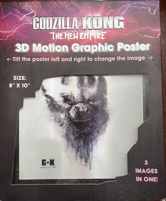 Godzilla x Kong The New Empire 3D Motion Graphic Poster 8×10 (3 Images) Wall Art-image