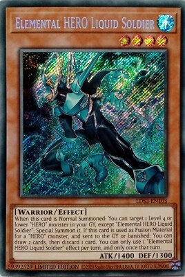 LDS3-EN103 ELEMENTAL HERO LIQUID SOLDIER SECRET RARE 1ST EDITION YuGiOh CARD-image
