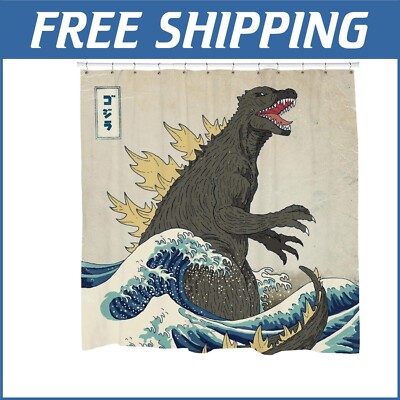 Godzilla Cartoon Shower Curtain Set - Durable Polyester, Perfect Gift Option-image
