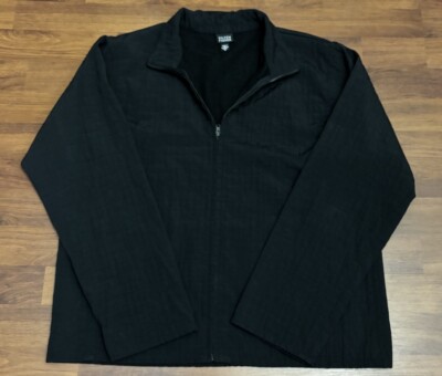 Vintage Eileen Fisher Jacket Zip Up Black Lightweight Moto USA Made Size Small-image