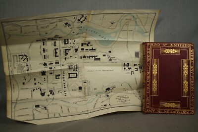 old red leather book Concerning Cornell University 1924 3rd ed. w/ Map history-image