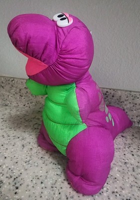 Vintage Fisher Price Dino T-Rex Purple Dinosaur, Squeeze Tail Sound. Barney Toy-image