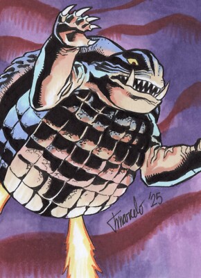 ORIGINAL Godzilla - Gamera 1/1 Hand Drawn Sketch Card ACEO Art-image