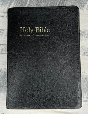 Holy Bible Dictionary Concordance Red Letter Edition KJV Genuine Black Leather-image
