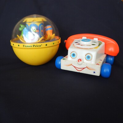 Vintage Fisher Price Chatter Telephone and Roly Poly Chime Ball-image