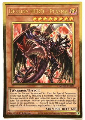 YuGiOh! - Destiny Hero - Plasma - MGED-EN007 - 1st Edition - Premium Gold Rare-image
