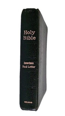 Holy Bible KJV Concordance Red Letter Genuine Leather A.J. Holman Co. 1955 Vtg-image