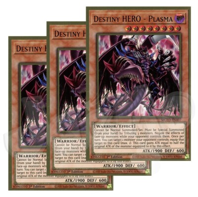 Yugioh - Destiny HERO - Plasma x 3 1st Edition Premium Gold Rare NM - Free Holo-image