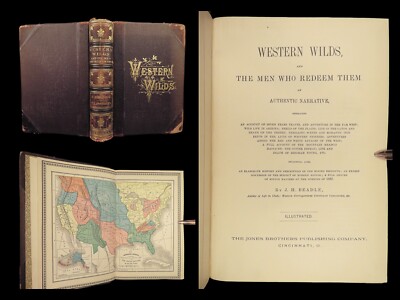 1879 Western Wilds Native American INDIANS Custer Mormonism Brigham Young MAP-image