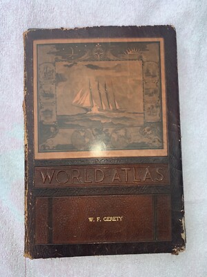 WWII World Atlas, Rand McNally Readers Edition, 1943. Vintage, Leather-Bound-image
