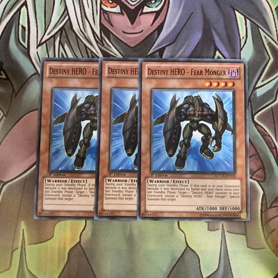 LCGX-EN130 x3 Destiny HERO - Fear Monger Common Excellent Condition Yugioh -image
